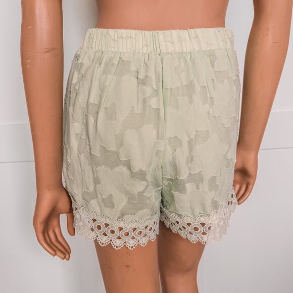 NWT-Large-Blue Rain of Francesca’s Colette Jacquard Shorts-Pastel Green - Picture 5 of 8